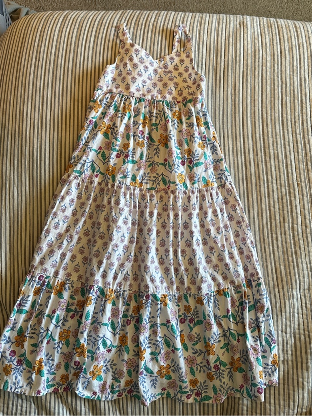 Carter's White Floral Tiered Maxi Dress with Yellow & Green Accents